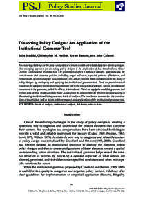 The Policy Studies Journal, Vol. 39, No. 1, 2011  Dissecting Policy Designs: An Application of the Institutional Grammar Tool psj_397