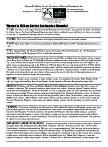 Women In Military Service For America Memorial Foundation, Inc.  Dept. 560 Washington, DC[removed]removed]