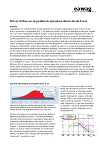 Faits et chiffres sur la question du phosphore dans le lac de Brienz Situation Le phosphore est un des éléments nutritifs essentiels à la croissance algale dans les lacs. Dans le lac de Brienz, les teneurs en phosphat