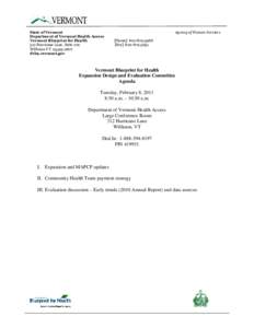 State of Vermont Department of Vermont Health Access Vermont Blueprint for Health 312 Hurricane Lane, Suite 201 Williston VT[removed]dvha.vermont.gov