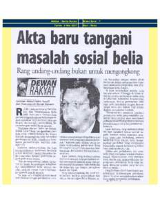 Akhbar : Berita Harian Tarikh : 9 Mei 2007 Muka Surat : 7 Hari : Rabu