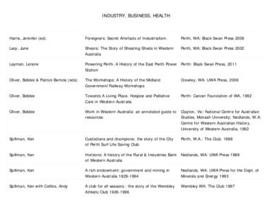 INDUSTRY, BUSINESS, HEALTH  Harris, Jennifer (ed). Foreigners: Secret Artefacts of Industrialism.