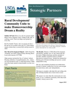 Maine– Rural Housing Service  Strategic Partners Rural Development/ Community Unite to make Homeownership