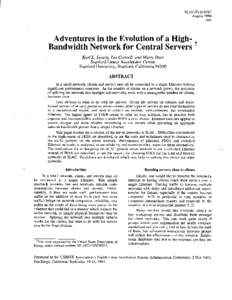 SLAC-PUB-6567 August[removed]M) Adventures in the Evolution of a HighBandwidth Network for Central Servers T Karl L. Swartz, Les Cottrell, and ~ar~