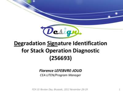 Design Degradation Signature Identification for Stack Operation Diagnostic[removed]Florence LEFEBVRE-JOUD CEA LITEN/Program Manager