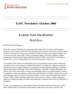 EASC Newsletter: Print-Ready Version