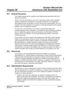 Local Agency Guidelines M[removed]Chapter 29 Section 504 and the  Americans with Disabilities Act