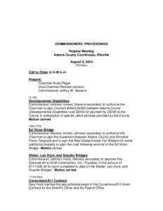 Commissioner Johnson / Ritzville /  Washington / Warrant of payment / Motion