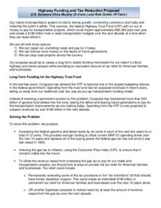 Highway Funding and Tax Reduction Proposal U.S. Senators Chris Murphy (D-Conn.) and Bob Corker (R-Tenn.) Our nation’s transportation system is vital to driving growth, connecting commerce and trade and ensuring the pub