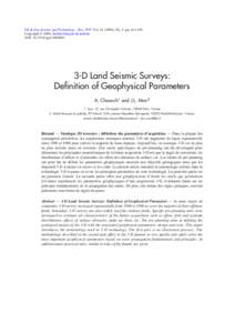 Oil & Gas Science and Technology – Rev. IFP, Vol), No. 5, ppCopyright © 2006, Institut français du pétrole DOI: ogst:D Land Seismic Surveys: Definition of Geophysical Parameters