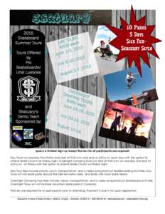 SKATUARY 2015 Skateboard Summer Tours Tours Offered by
