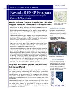 V O L UM E 1 , I SS U E 1 S EP TEM B E R[removed]University of Nevada School of Medicine  Nevada RESEP Program