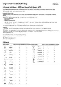 Organometallics Study Meeting[removed]H.Mitsunuma  1. Crystal field theory (CFT) and ligand field theory (LFT)