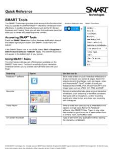 Quick Reference SMART Tools The SMART Tools menu provides quick access to the functions that help you operate the SMART Board™ interactive whiteboard more effectively. In addition to basic functions such as the On-Scre