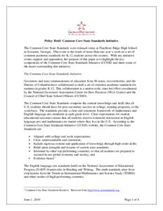 National Assessment of Educational Progress / Standards-based education reform / Race to the Top / Education reform / Education / Common Core State Standards Initiative