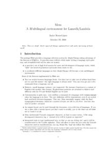 Mem A M ultilingual environment for Lamedh/Lambda Javier Bezos-L´opez October 19, 2004 Note: This is a draft. Don’t expect all things explained here will work, but many of them work!