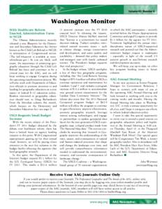 Volume 45, Number 4  Washington Monitor With Healthcare Reform Enacted, Administration Turns to NCLB