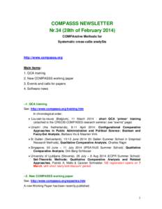 COMPASSS NEWSLETTER Nr.34 (28th of FebruaryCOMPArative Methods for Systematic cross-caSe analySis  http://www.compasss.org