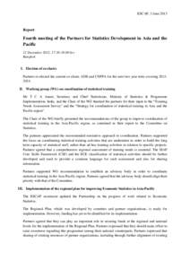 Report - Fourth meeting of the Partners for Statistics Development in Asia and the Pacific, Bangkok, 12 December 2012, 17:30-19:00 hrs