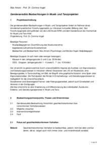 Max Antoni Prof. Dr. Corinna Vogel  Gendersensible Beobachtungen in Musik- und Tanzprojekten 1  Projektbeschreibung
