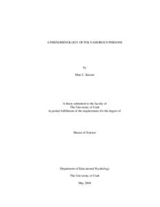 A PHENOMENOLOGY OF POLYAMOROUS PERSONS  by Matt C. Keener  A thesis submitted to the faculty of