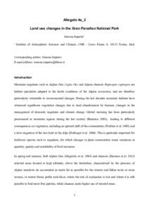 Allegato 4a_2 Land use changes in the Gran Paradiso National Park Simona Imperio1 1  Institute of Atmospheric Sciences and Climate, CNR - Corso Fiume 4, 10133 Torino, Italy