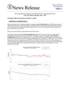 News Release  Connect with DOL at http://blog.dol.gov  TRANSMISSION OF MATERIALS IN THIS RELEASE IS EMBARGOED UNTIL