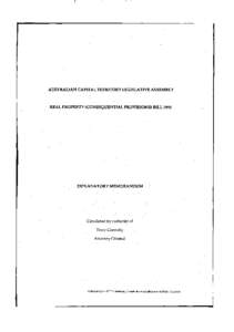 AUSTRALIAN CAPITAL TERRITORY LEGISLATIVE ASSEMBLY  REAL PROPERTY (CONSEQUENTIAL PROVISIONS) BILL 1993 EXPLANATORY MEMORANDUM