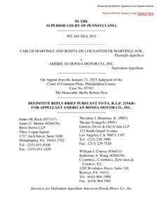 ReceivedSuperior Court Eastern District FiledSuperior Court Eastern District 445 EDA 2015 IN THE SUPERIOR COURT OF PENNSYLVANIA