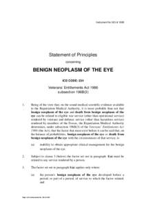 Instrument No.183 of[removed]Statement of Principles concerning  BENIGN NEOPLASM OF THE EYE
