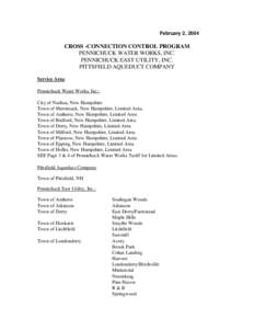 February 2, 2004  CROSS -CONNECTION CONTROL PROGRAM PENNICHUCK WATER WORKS, INC. PENNICHUCK EAST UTILITY, INC. PITTSFIELD AQUEDUCT COMPANY