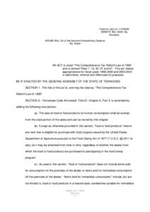 Filed for intro on[removed]SENATE BILL 8034 By Rochelle HOUSE BILL 30 of the Second Extraordinary Session By Head