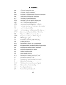 Export credit agencies / Australian Prudential Regulation Authority / Export Finance and Insurance Corporation / Corporate Law Economic Reform Program Act / Australian Securities and Investments Commission / Department of Finance and Deregulation / Oceania / Economy of Australia / Government / Australia