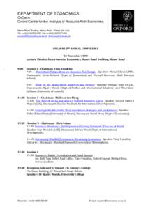 DEPARTMENT OF ECONOMICS OxCarre Oxford Centre for the Analysis of Resource Rich Economies Manor Road Building, Manor Road, Oxford OX1 3UQ Tel: +Fax: +  www.oxcar