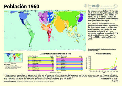 Población[removed]Produced by the SASI group (Sheffield) and Mark Newman (Michigan) La población mundial en 1960 era de 3039 millones. Tal y como ocurre hoy,