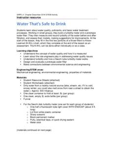 Colloidal chemistry / Turbidity / Environmental science / Water quality / Secchi disk / Nephelometer / Drinking water / Particle / Filtration / Chemistry / Water / Water pollution