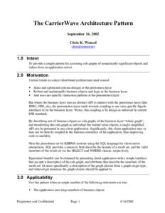 The CarrierWave Architecture Pattern September 16, 2002 Chris K. WenselIntent