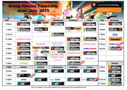 Group Fitness Timetable June /July 2015 Effective from 1st June TIME