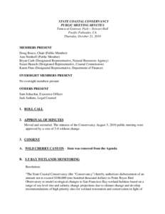 STATE COASTAL CONSERVANCY PUBLIC MEETING MINUTES Temescal Gateway Park – Stewart Hall Pacific Palisades, CA Thursday, October 21, 2010