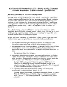 Instructions and Data Form for Local Jurisdictions to Submit Adjustments to Default Outdoor Lighting Zones