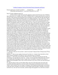 Southern Campaigns American Revolution Pension Statements and Rosters Pension Application of Jacob City W6672 Elizabeth City MD VA Transcribed and annotated by C. Leon Harris. Revised 20 Nov[removed]State of Virginia Bedfo