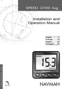 SPEED 3100 log  Installation and Operation Manual  w w w. n a v m a n . c o m
