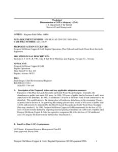 Freeport-McMoRan / Phelps Dodge / Bagdad /  Arizona / Environmental impact statement / National Environmental Policy Act / Impact assessment / Mining / Western New Guinea