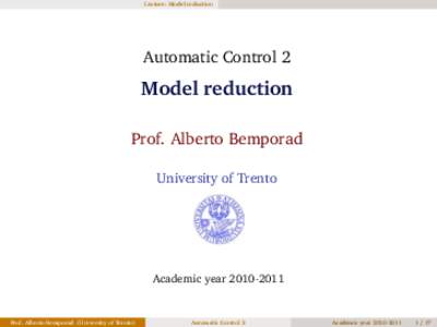 Automatic Control 2 - Model reduction