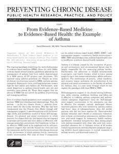 VOLUME 8: NO. 6, A151  NOVEMBER 2011 ESSAY  From Evidence-Based Medicine