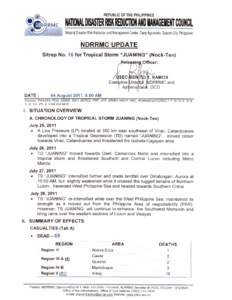 NDRRMC Update for SitRep No. 16 for Tropical Storm JUANING (Nock-Ten) as of 04 August 2011, 6AM