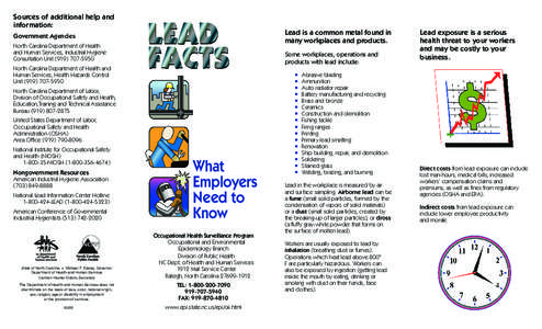 Chemistry / Industrial hygiene / Lead poisoning / National Institute for Occupational Safety and Health / Soil contamination / Occupational Safety and Health Administration / Blood lead level / Lead / Occupational hygiene / Health / Occupational safety and health / Safety