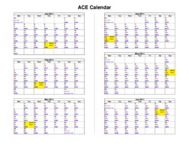 ACE Calendar Jan-2011 Mon Tue