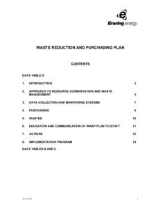 WASTE REDUCTION AND PURCHASING PLAN  CONTENTS DATA TABLE A 1.