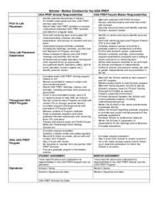 Scholar / Mentor Contract for the UGA PREP UGA PREP Scholar Responsibilities o o  Prior to Lab